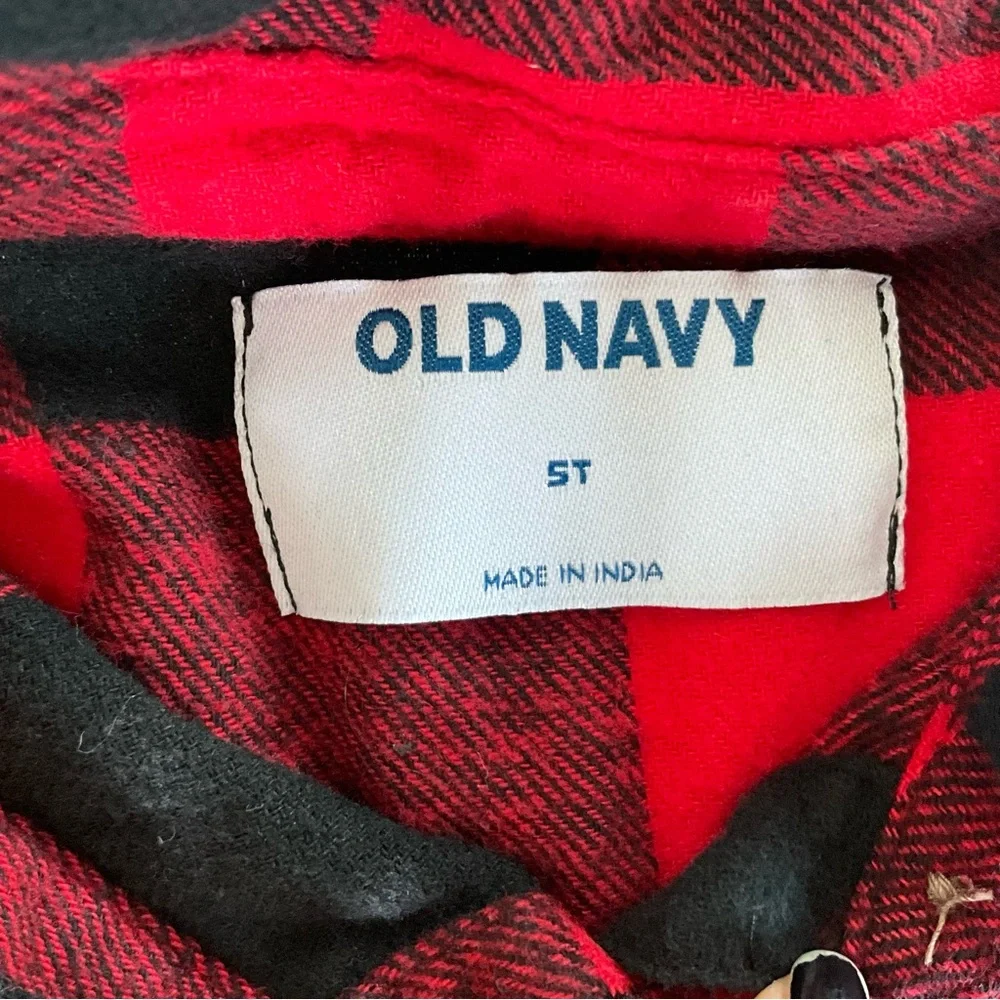 Old Navy Red & Black Buffalo Plaid Tiered Dress Girls 5T
